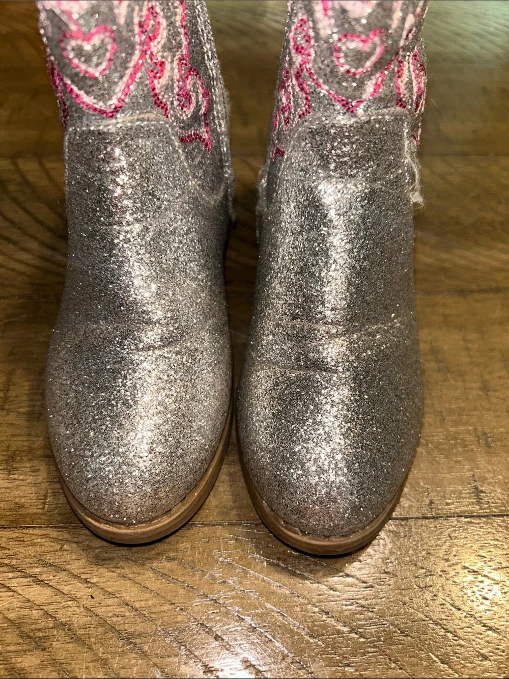 Pawz Glitter Silver and pink Cowboy Boots size 11
